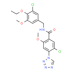 ChemSpider 2D Image | 5-Chloro-N-(3-chloro-4-ethoxy-5-methoxybenzyl)-2-methoxy-4-(1H-tetrazol-1-yl)benzamide | C19H19Cl2N5O4