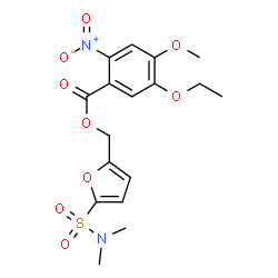 ChemSpider 2D Image | [5-(Dimethylsulfamoyl)-2-furyl]methyl 5-ethoxy-4-methoxy-2-nitrobenzoate | C17H20N2O9S