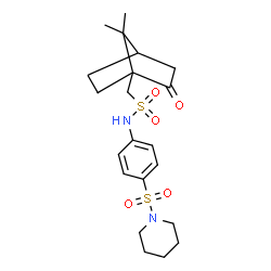 ChemSpider 2D Image | 1-(7,7-Dimethyl-2-oxobicyclo[2.2.1]hept-1-yl)-N-[4-(1-piperidinylsulfonyl)phenyl]methanesulfonamide | C21H30N2O5S2