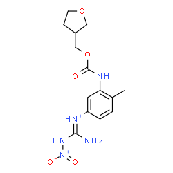 ChemSpider 2D Image | (E)-Amino-N-(4-methyl-3-{[(tetrahydro-3-furanylmethoxy)carbonyl]amino}phenyl)(nitroamino)methaniminium | C14H20N5O5