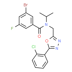 ChemSpider 2D Image | 3-Bromo-N-{[5-(2-chlorophenyl)-1,3,4-oxadiazol-2-yl]methyl}-5-fluoro-N-isopropylbenzamide | C19H16BrClFN3O2