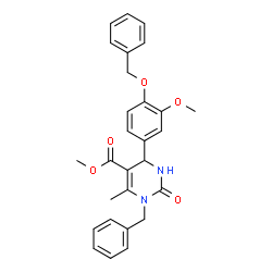 ChemSpider 2D Image | Methyl 1-benzyl-4-[4-(benzyloxy)-3-methoxyphenyl]-6-methyl-2-oxo-1,2,3,4-tetrahydro-5-pyrimidinecarboxylate | C28H28N2O5