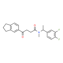 ChemSpider 2D Image | N-[1-(3,4-Difluorophenyl)ethyl]-4-(2,3-dihydro-1H-inden-5-yl)-N-methyl-4-oxobutanamide | C22H23F2NO2