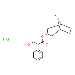 ChemSpider 2D Image | 8-Methyl-8-azabicyclo[3.2.1]oct-3-yl 3-hydroxy-2-phenylpropanoate hydrochloride (1:1) | C17H24ClNO3
