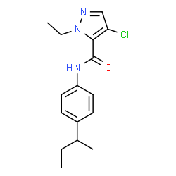 ChemSpider 2D Image | N-(4-sec-Butylphenyl)-4-chloro-1-ethyl-1H-pyrazole-5-carboxamide | C16H20ClN3O