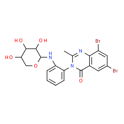 ChemSpider 2D Image | N-(2-(6,8-Dibromo-2-methyl-4-oxo-3(4H)-quinazolinyl)phenyl)pentopyranosylamine | C20H19Br2N3O5