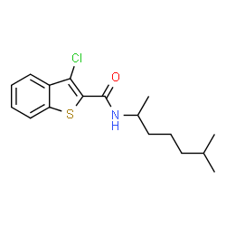 ChemSpider 2D Image | 3-Chloro-N-(6-methyl-2-heptanyl)-1-benzothiophene-2-carboxamide | C17H22ClNOS