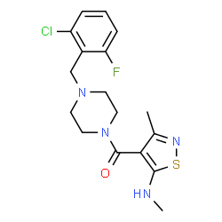 ChemSpider 2D Image | [4-(2-Chloro-6-fluorobenzyl)-1-piperazinyl][3-methyl-5-(methylamino)-1,2-thiazol-4-yl]methanone | C17H20ClFN4OS