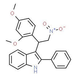 ChemSpider 2D Image | 3-[1-(2,4-Dimethoxyphenyl)-2-nitroethyl]-2-phenyl-1H-indole | C24H22N2O4