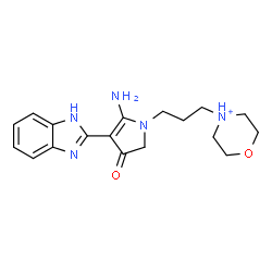 ChemSpider 2D Image | 4-{3-[5-Amino-4-(1H-benzimidazol-2-yl)-3-oxo-2,3-dihydro-1H-pyrrol-1-yl]propyl}morpholin-4-ium | C18H24N5O2