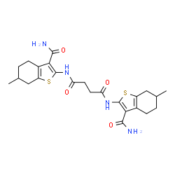 ChemSpider 2D Image | N,N'-Bis(3-carbamoyl-6-methyl-4,5,6,7-tetrahydro-1-benzothiophen-2-yl)succinamide | C24H30N4O4S2
