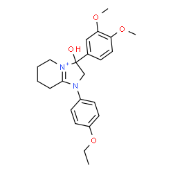 ChemSpider 2D Image | 3-(3,4-Dimethoxyphenyl)-1-(4-ethoxyphenyl)-3-hydroxy-2,3,5,6,7,8-hexahydro-1H-imidazo[1,2-a]pyridin-4-ium | C23H29N2O4