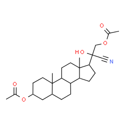 ChemSpider 2D Image | 17-(2-Acetoxy-1-cyano-1-hydroxyethyl)-10,13-dimethylhexadecahydro-1H-cyclopenta[a]phenanthren-3-yl acetate | C26H39NO5