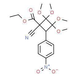 ChemSpider 2D Image | Ethyl 1-cyano-2,2,3,3-tetramethoxy-4-(4-nitrophenyl)cyclobutanecarboxylate | C18H22N2O8