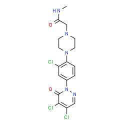 ChemSpider 2D Image | 2-{4-[2-Chloro-4-(4,5-dichloro-6-oxo-1(6H)-pyridazinyl)phenyl]-1-piperazinyl}-N-methylacetamide | C17H18Cl3N5O2