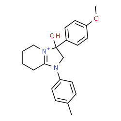 ChemSpider 2D Image | 3-Hydroxy-3-(4-methoxyphenyl)-1-(4-methylphenyl)-2,3,5,6,7,8-hexahydro-1H-imidazo[1,2-a]pyridin-4-ium | C21H25N2O2