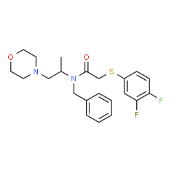 ChemSpider 2D Image | N-Benzyl-2-[(3,4-difluorophenyl)sulfanyl]-N-[1-(4-morpholinyl)-2-propanyl]acetamide | C22H26F2N2O2S
