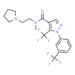 ChemSpider 2D Image | N-Methyl-N-[2-(1-pyrrolidinyl)ethyl]-5-(trifluoromethyl)-1-[3-(trifluoromethyl)phenyl]-1H-pyrazole-4-carboxamide | C19H20F6N4O