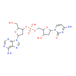 ChemSpider 2D Image | [5-(4-amino-2-oxo-pyrimidin-1-yl)-3-hydroxy-tetrahydrofuran-2-yl]methyl [5-(6-aminopurin-9-yl)-2-(hydroxymethyl)tetrahydrofuran-3-yl] hydrogen phosphate | C19H25N8O9P