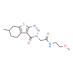 ChemSpider 2D Image | N-(2-Methoxyethyl)-2-(7-methyl-4-oxo-5,6,7,8-tetrahydro[1]benzothieno[2,3-d][1,2,3]triazin-3(4H)-yl)acetamide | C15H20N4O3S