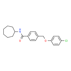 ChemSpider 2D Image | 4-[(4-Chlorophenoxy)methyl]-N-cycloheptylbenzamide | C21H24ClNO2