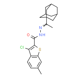 ChemSpider 2D Image | N'-[1-(Adamantan-1-yl)ethylidene]-3-chloro-6-methyl-1-benzothiophene-2-carbohydrazide | C22H25ClN2OS