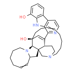 ChemSpider 2D Image | (1R,2R,12R,13S)-25-(8-Hydroxy-9H-beta-carbolin-1-yl)-11,22-diazapentacyclo[11.11.2.1~2,22~.0~2,12~.0~4,11~]heptacosa-5,16,25-trien-13-ol | C36H44N4O2
