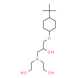 ChemSpider 2D Image | 1-[Bis(2-hydroxyethyl)amino]-3-{[4-(2-methyl-2-propanyl)cyclohexyl]oxy}-2-propanol | C17H35NO4