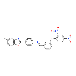 ChemSpider 2D Image | N-{(E)-[3-(2,4-Dinitrophenoxy)phenyl]methylene}-4-(5-methyl-1,3-benzoxazol-2-yl)aniline | C27H18N4O6