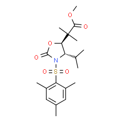 ChemSpider 2D Image | Methyl 2-[(4S,5S)-4-isopropyl-3-(mesitylsulfonyl)-2-oxo-1,3-oxazolidin-5-yl]-2-methylpropanoate | C20H29NO6S