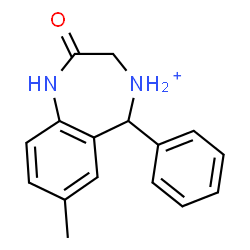 ChemSpider 2D Image | 7-Methyl-2-oxo-5-phenyl-2,3,4,5-tetrahydro-1H-1,4-benzodiazepin-4-ium | C16H17N2O