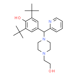 ChemSpider 2D Image | 2,6-Di-tert-butyl-4-{[4-(2-hydroxyethyl)piperazin-1-yl](pyridin-2-yl)methyl}phenol | C26H39N3O2