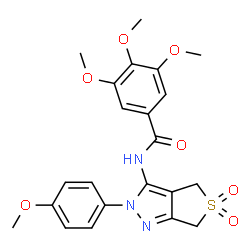 ChemSpider 2D Image | 3,4,5-Trimethoxy-N-[2-(4-methoxyphenyl)-5,5-dioxido-2,6-dihydro-4H-thieno[3,4-c]pyrazol-3-yl]benzamide | C22H23N3O7S
