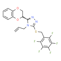 ChemSpider 2D Image | 4-Allyl-3-(2,3-dihydro-1,4-benzodioxin-2-yl)-5-[(pentafluorobenzyl)sulfanyl]-4H-1,2,4-triazole | C20H14F5N3O2S
