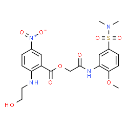 ChemSpider 2D Image | 2-{[5-(Dimethylsulfamoyl)-2-methoxyphenyl]amino}-2-oxoethyl 2-[(2-hydroxyethyl)amino]-5-nitrobenzoate | C20H24N4O9S