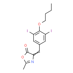 ChemSpider 2D Image | 4-(4-Butoxy-3,5-diiodobenzylidene)-2-methyl-1,3-oxazol-5(4H)-one | C15H15I2NO3