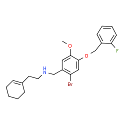 ChemSpider 2D Image | N-{2-Bromo-4-[(2-fluorobenzyl)oxy]-5-methoxybenzyl}-2-(1-cyclohexen-1-yl)ethanamine | C23H27BrFNO2