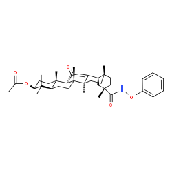ChemSpider 2D Image | (3beta,9beta,18alpha)-11,29-Dioxo-29-(phenoxyamino)olean-12-en-3-yl acetate | C38H53NO5