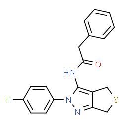 ChemSpider 2D Image | N-[2-(4-Fluorophenyl)-2,6-dihydro-4H-thieno[3,4-c]pyrazol-3-yl]-2-phenylacetamide | C19H16FN3OS
