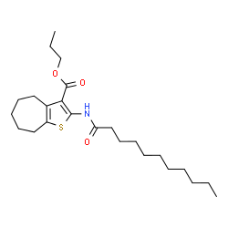ChemSpider 2D Image | Propyl 2-(undecanoylamino)-5,6,7,8-tetrahydro-4H-cyclohepta[b]thiophene-3-carboxylate | C24H39NO3S