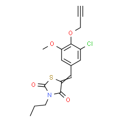 ChemSpider 2D Image | 5-[3-Chloro-5-methoxy-4-(2-propyn-1-yloxy)benzylidene]-3-propyl-1,3-thiazolidine-2,4-dione | C17H16ClNO4S