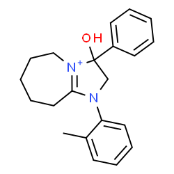 ChemSpider 2D Image | 3-Hydroxy-1-(2-methylphenyl)-3-phenyl-1,2,3,5,6,7,8,9-octahydroimidazo[1,2-a]azepin-4-ium | C21H25N2O