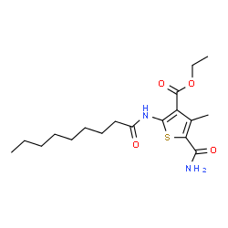 ChemSpider 2D Image | Ethyl 5-carbamoyl-4-methyl-2-(nonanoylamino)-3-thiophenecarboxylate | C18H28N2O4S