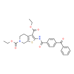 ChemSpider 2D Image | Diethyl 2-[(4-benzoylbenzoyl)amino]-4,7-dihydrothieno[2,3-c]pyridine-3,6(5H)-dicarboxylate | C27H26N2O6S