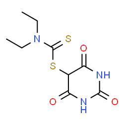 ChemSpider 2D Image | 2,4,6-Trioxohexahydro-5-pyrimidinyl diethyldithiocarbamate | C9H13N3O3S2