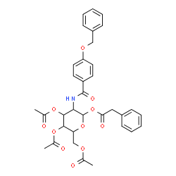 ChemSpider 2D Image | 3,4,6-Tri-O-acetyl-2-{[4-(benzyloxy)benzoyl]amino}-2-deoxy-1-O-(phenylacetyl)hexopyranose | C34H35NO11
