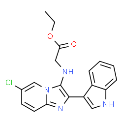 ChemSpider 2D Image | Ethyl N-[6-chloro-2-(1H-indol-3-yl)imidazo[1,2-a]pyridin-3-yl]glycinate | C19H17ClN4O2