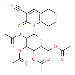 ChemSpider 2D Image | 1-(2,3,4,6-Tetra-O-acetylhexopyranosyl)-2-thioxo-1,2,5,6,7,8-hexahydro-3-quinolinecarbonitrile | C24H28N2O9S