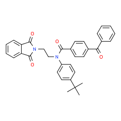ChemSpider 2D Image | 4-Benzoyl-N-[2-(1,3-dioxo-1,3-dihydro-2H-isoindol-2-yl)ethyl]-N-[4-(2-methyl-2-propanyl)phenyl]benzamide | C34H30N2O4