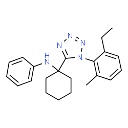 ChemSpider 2D Image | N-{1-[1-(2-Ethyl-6-methylphenyl)-1H-tetrazol-5-yl]cyclohexyl}aniline | C22H27N5